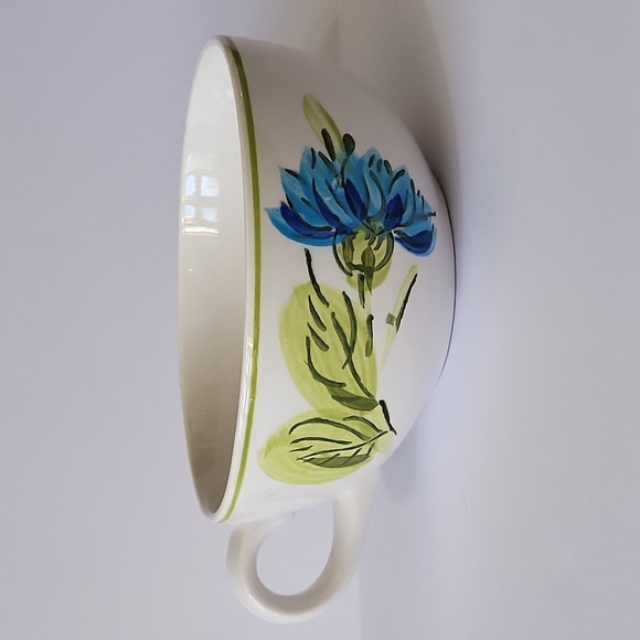 Genuine Ironstone Ware Hand Painted Blue Flowers Coffee Cup Soup Mug Japan - Picture 10 of 12